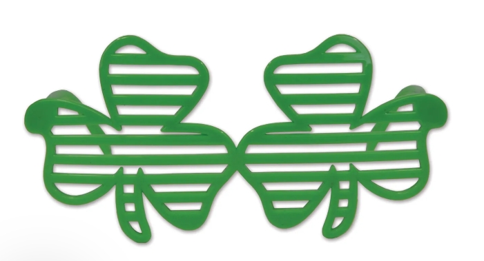 Green shamrocks with horizontal stripes in a mirrored design.