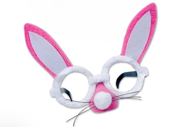 Funny bunny glasses with big pink ears and a pink nose.